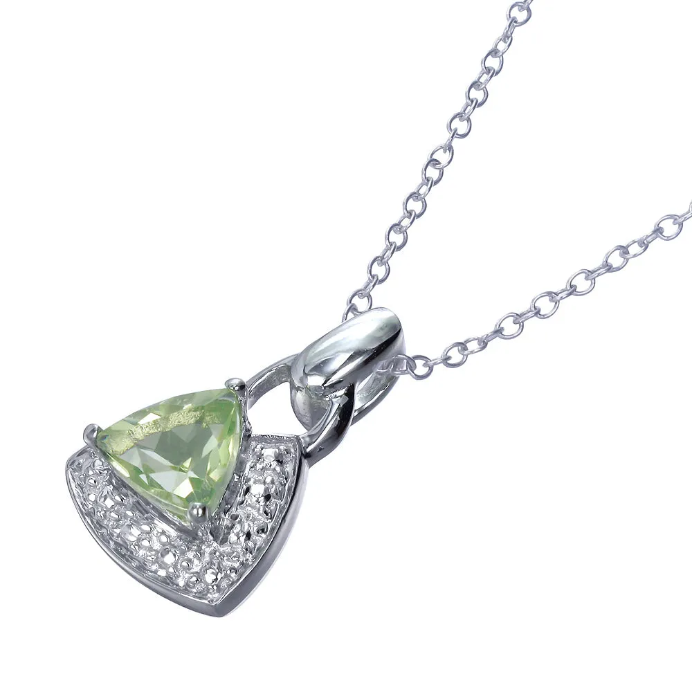 0.60 cttw Lemon Quartz Pendant Necklace .925 Sterling Silver 6 MM Trillion