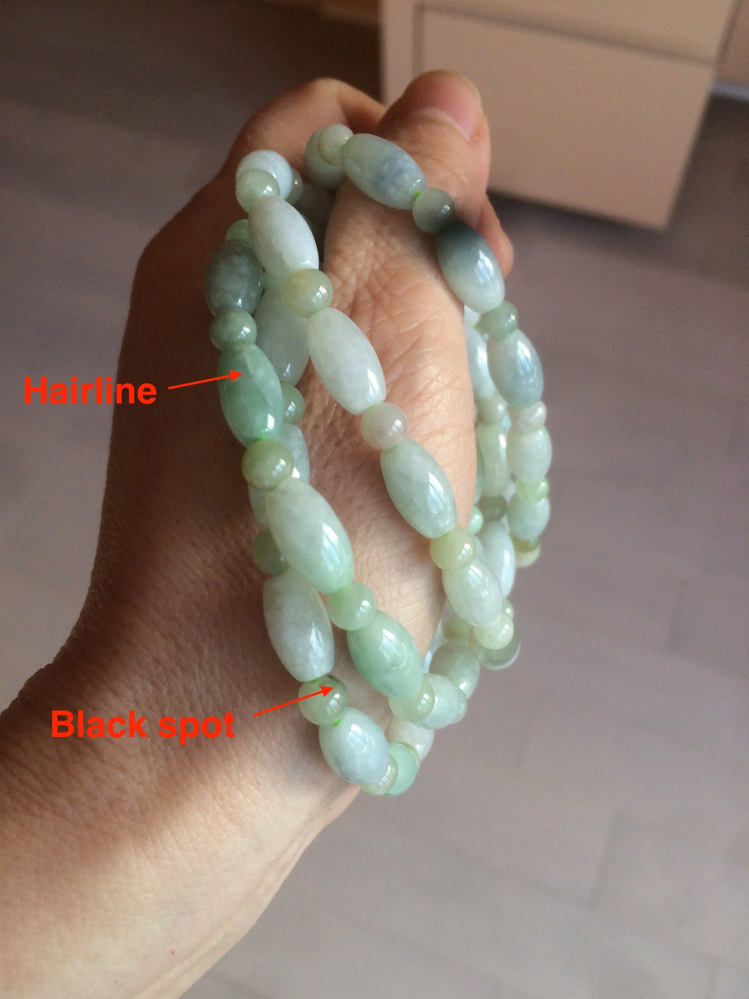 100% natural type A icy watery green olive shape(LU LU TONG) beads  round bead  jadeite jade  bracelet BK55