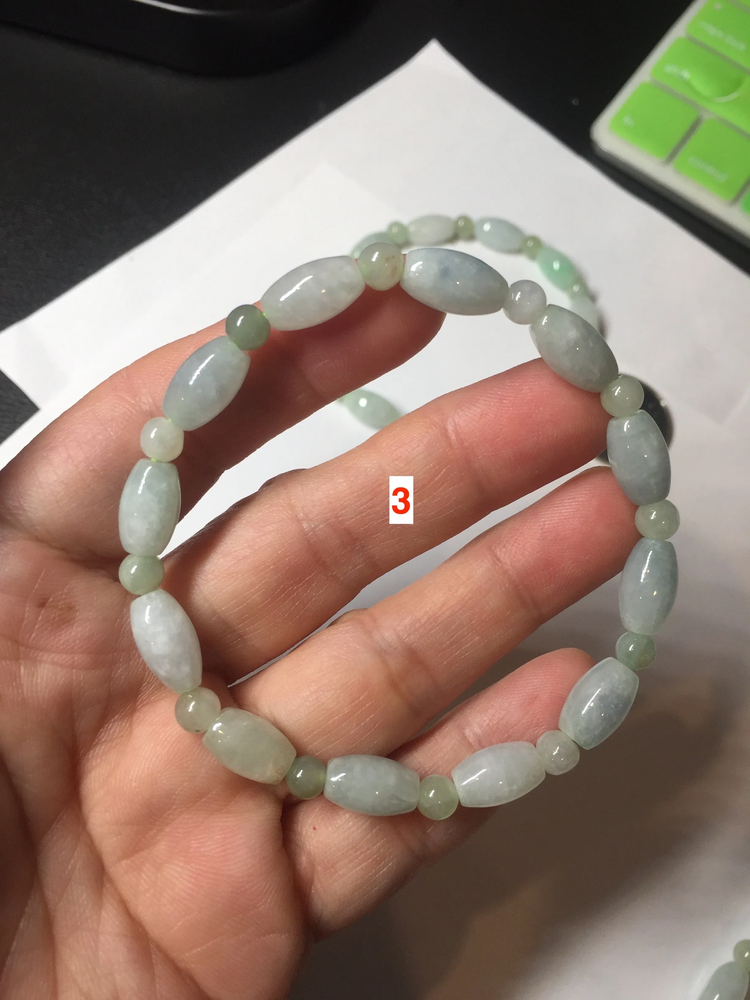 100% natural type A icy watery green olive shape(LU LU TONG) beads  round bead  jadeite jade  bracelet BK55