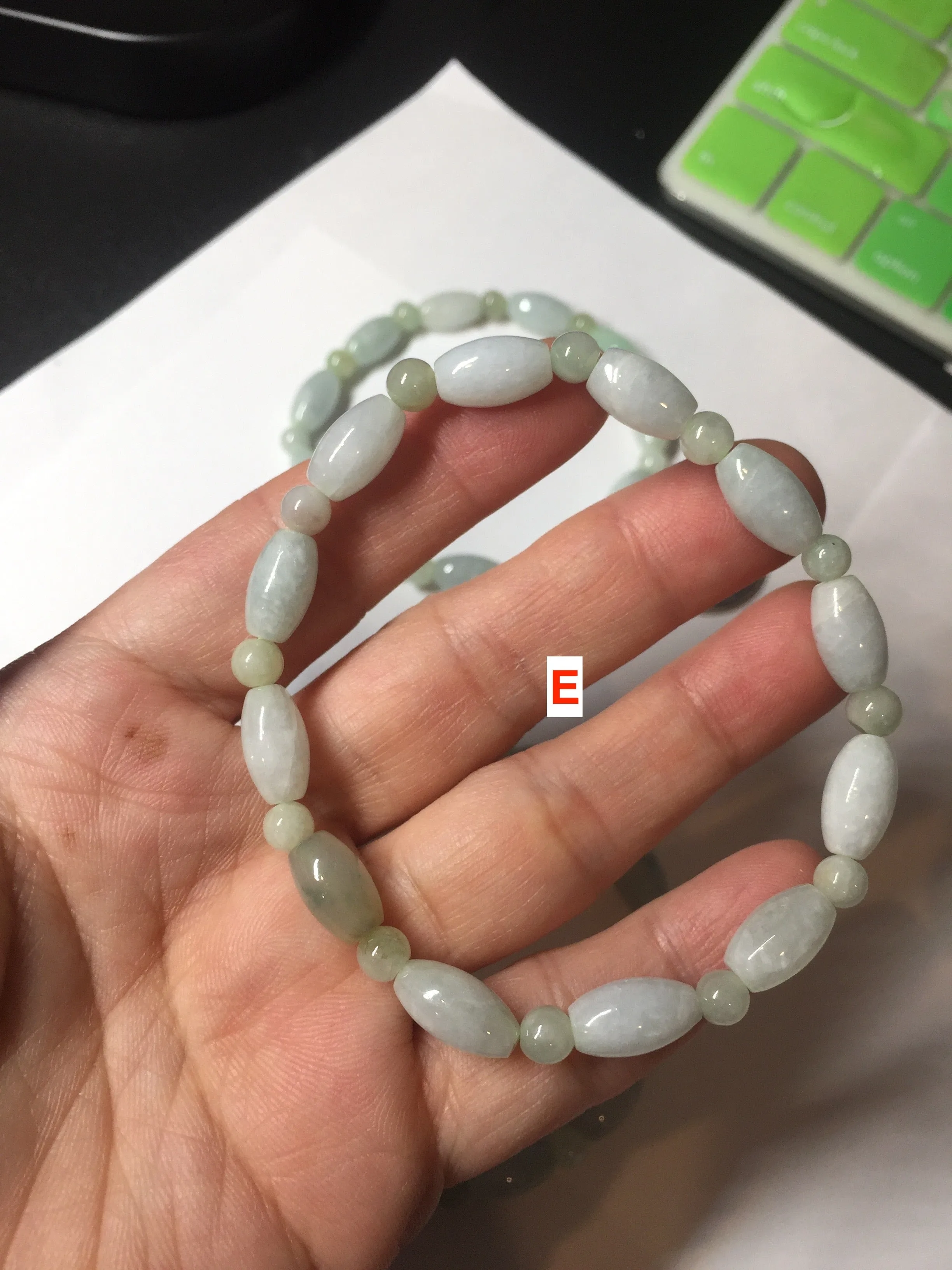 100% natural type A icy watery green olive shape(LU LU TONG) beads  round bead  jadeite jade  bracelet BK55