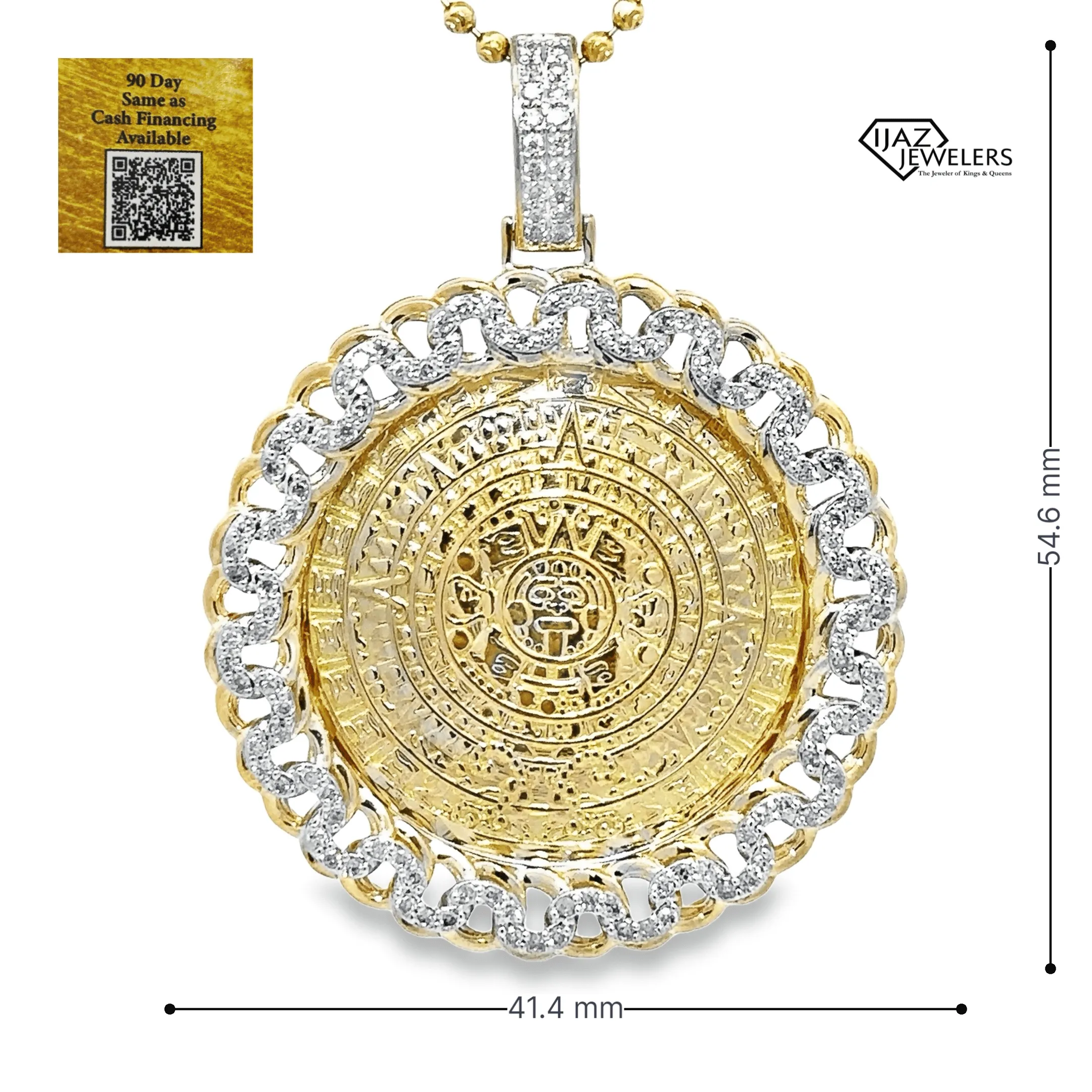 10K Gold 1.00 CTW Diamond Aztec Calendar Charm