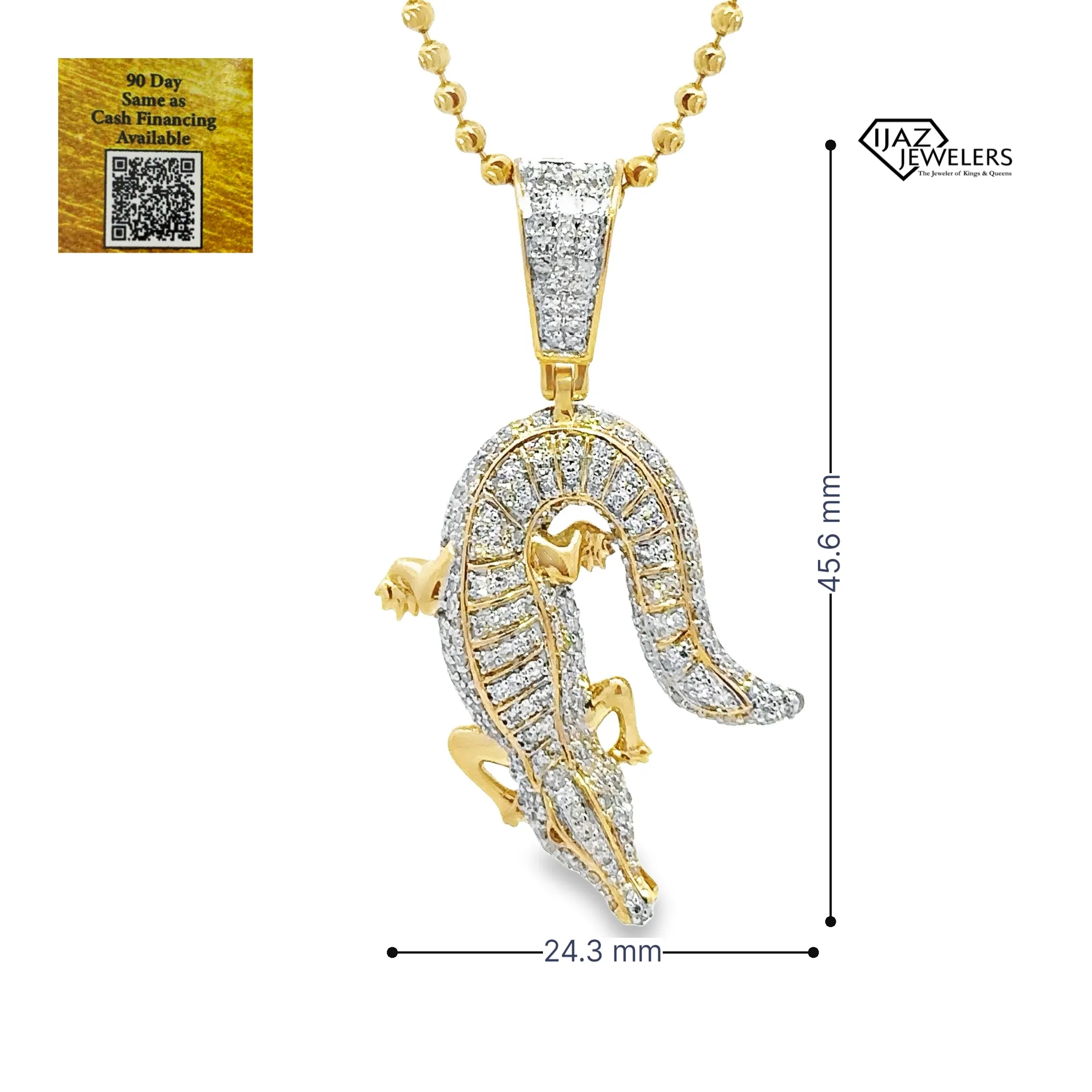 10K Gold 1.33 CTW Diamond Alligator Charm