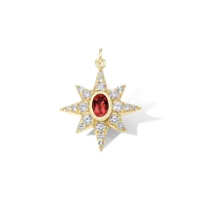 10K Gold Mini Ruby Starburst Pendant