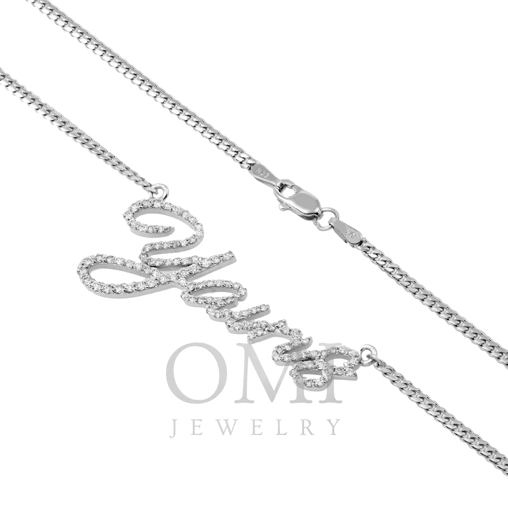 10K WHITE GOLD DIAMOND CUSTOM NAME NECKLACE 0.56 CT