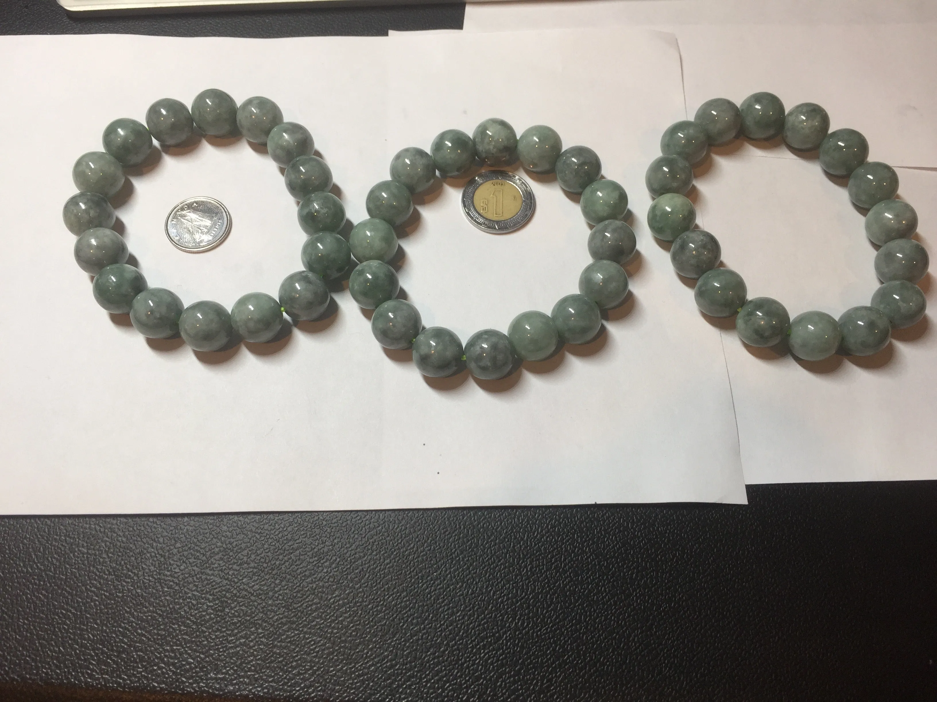 13mm 100% natural type A dark green gray jadeite jade beads bracelet group BP146