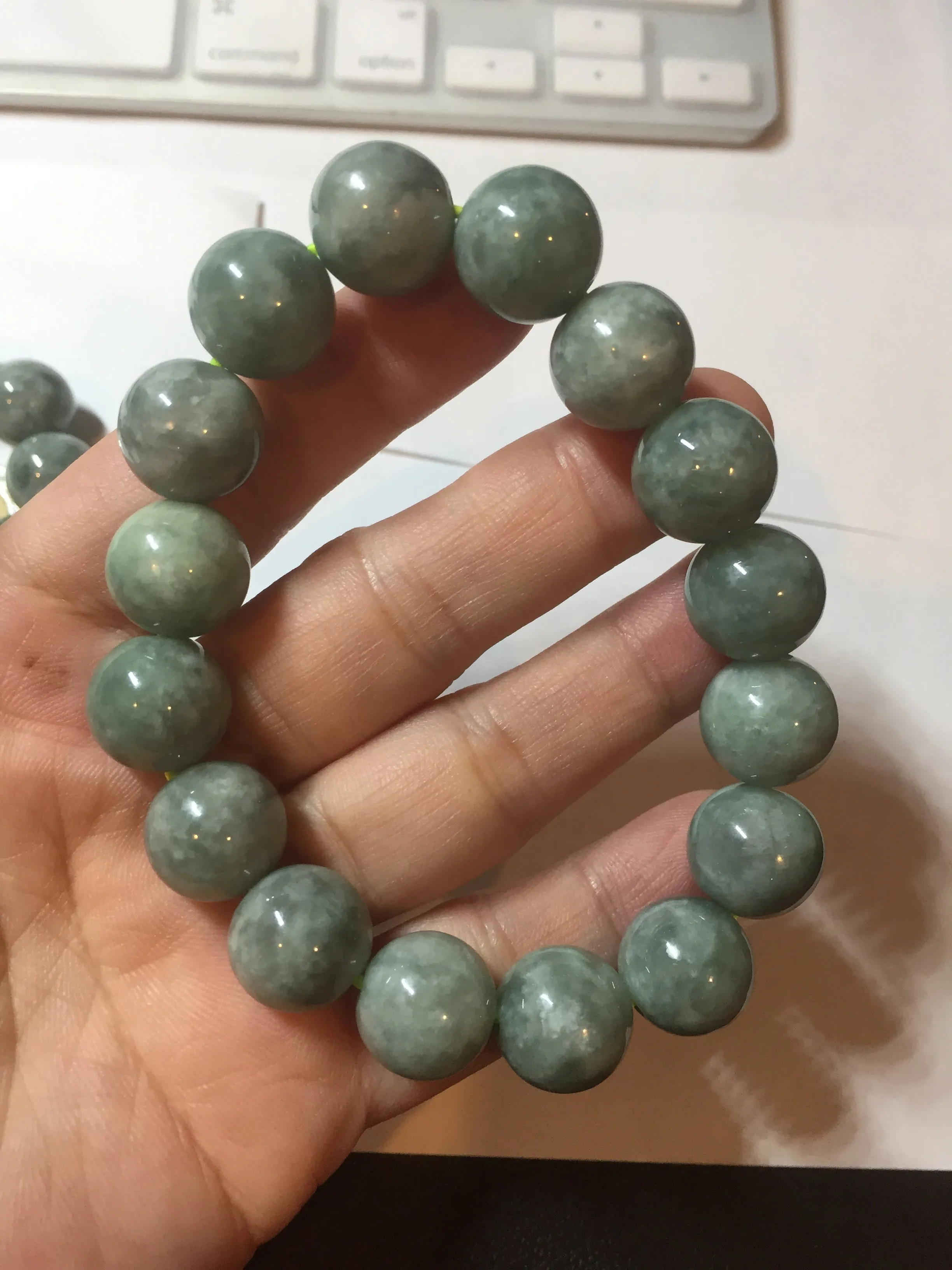 13mm 100% natural type A dark green gray jadeite jade beads bracelet group BP146