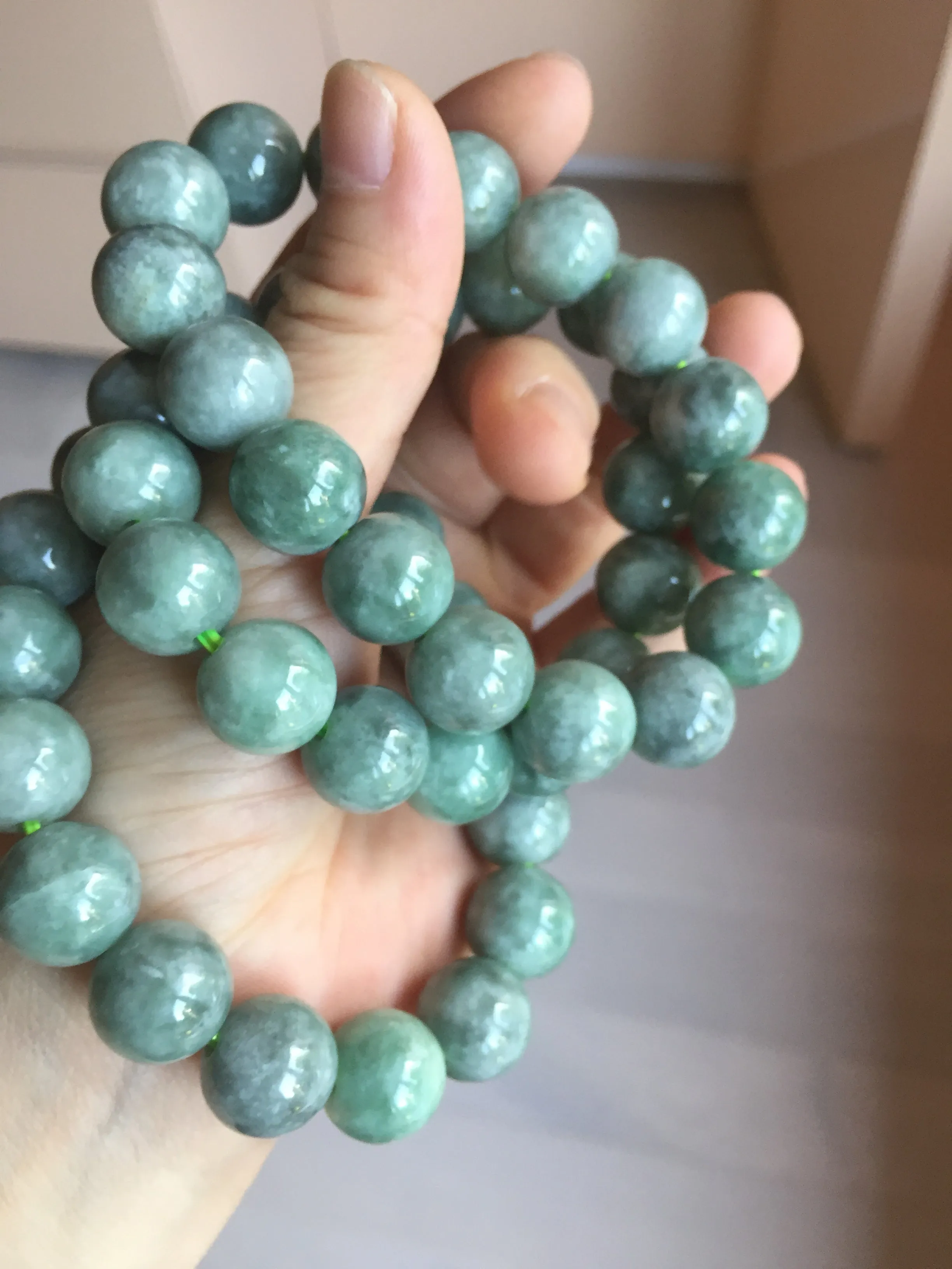 13mm 100% natural type A dark green gray jadeite jade beads bracelet group BP146