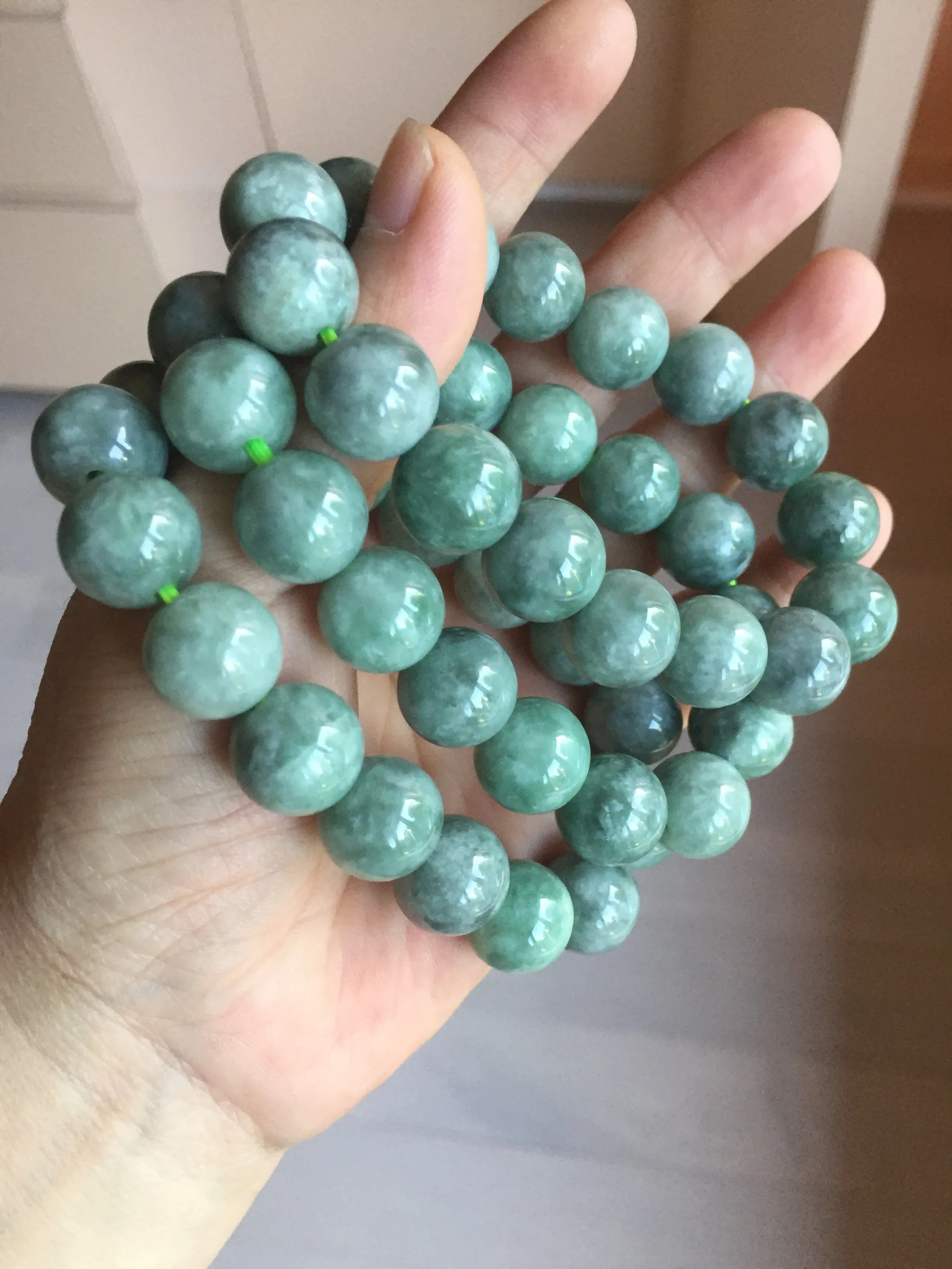 13mm 100% natural type A dark green gray jadeite jade beads bracelet group BP146