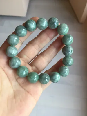 13mm 100% natural type A dark green gray jadeite jade beads bracelet group BP146