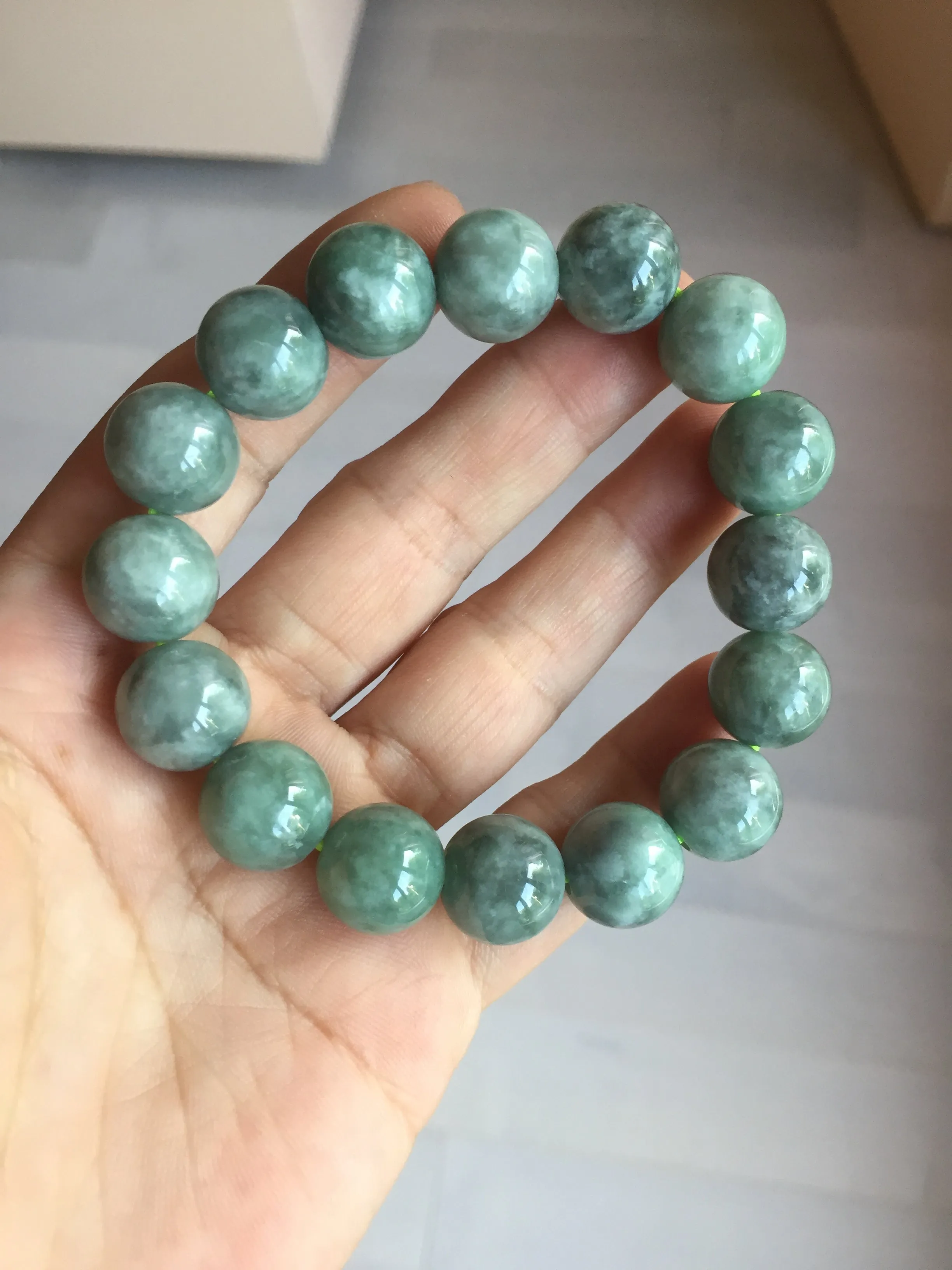 13mm 100% natural type A dark green gray jadeite jade beads bracelet group BP146