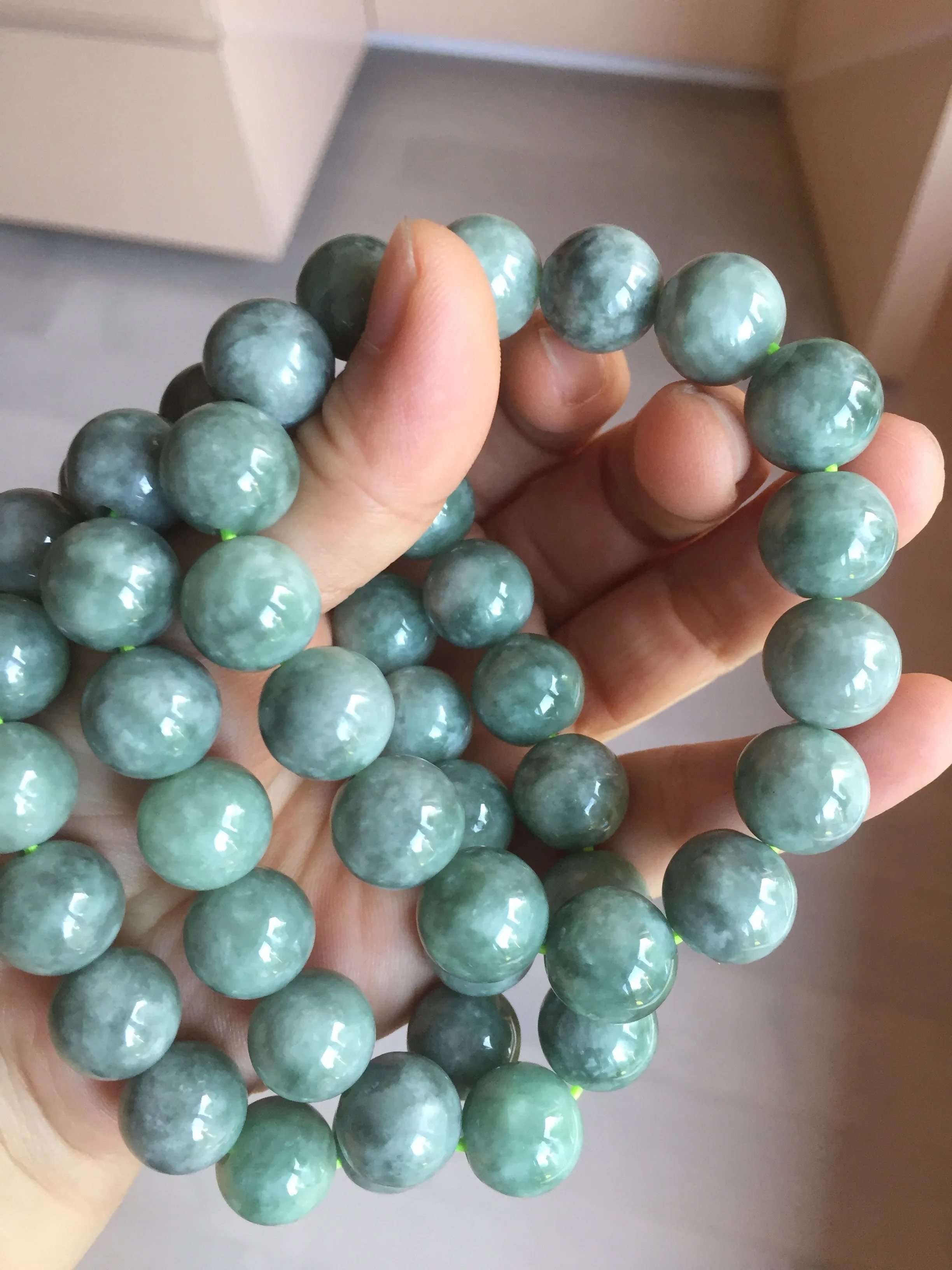 13mm 100% natural type A dark green gray jadeite jade beads bracelet group BP146