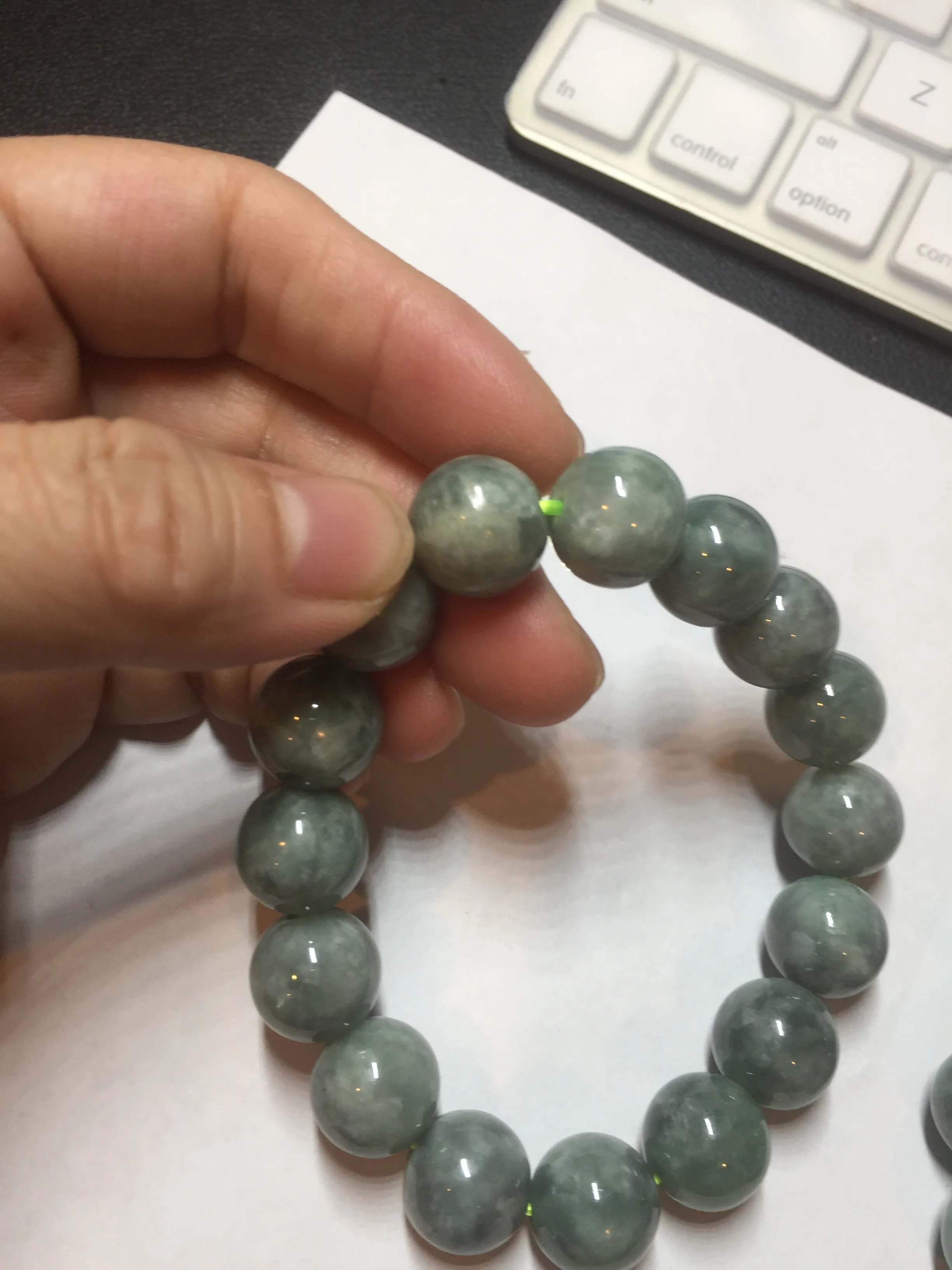 13mm 100% natural type A dark green gray jadeite jade beads bracelet group BP146