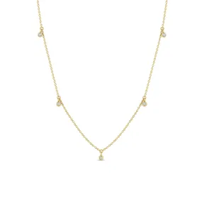 14k 5 Dangling Diamond Bezel Necklace