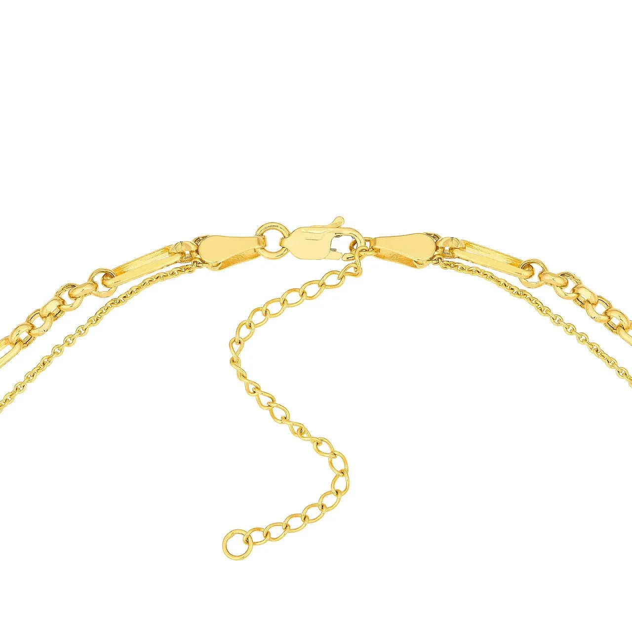 14K Gold Circle Duet Layered Diamond Necklace