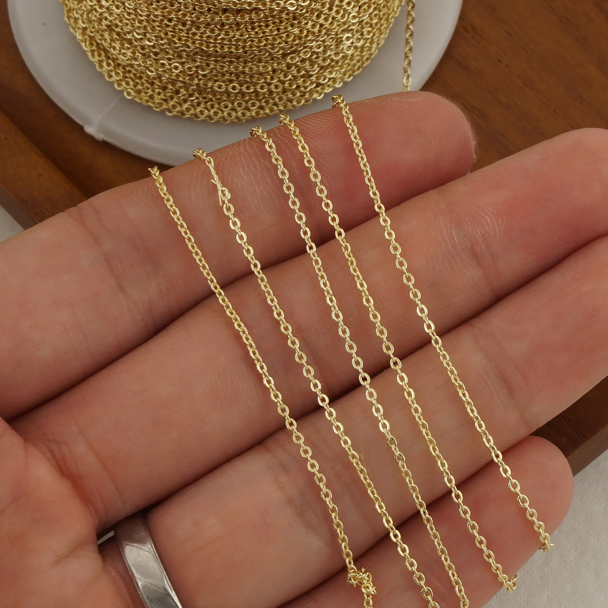 14k Gold Filled Cable Chain for Custom Jewelry Making, Unfinished Bulk Cable Chain 1.0mm 1.3mm 1.5mm 2.0mm 6 feet 104043