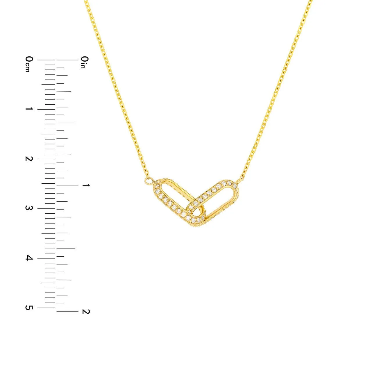 14K Gold Paper Clip Links Diamond Necklace