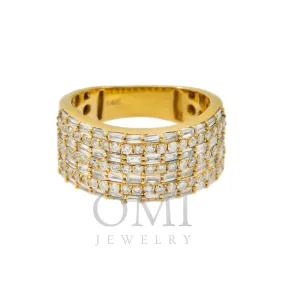 14K GOLD ROUND AND BAGUETTE DIAMOND BAND RING 1.86 CTW