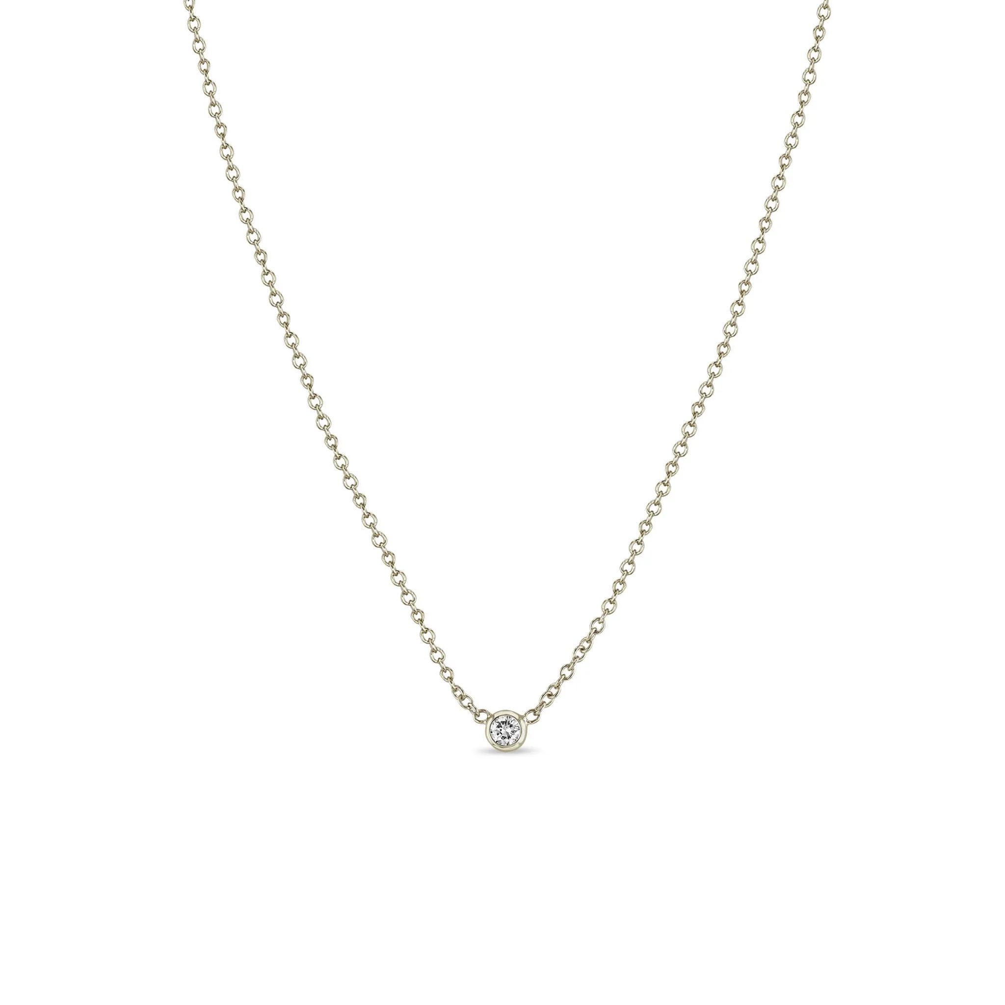 14k Single Diamond Bezel Necklace