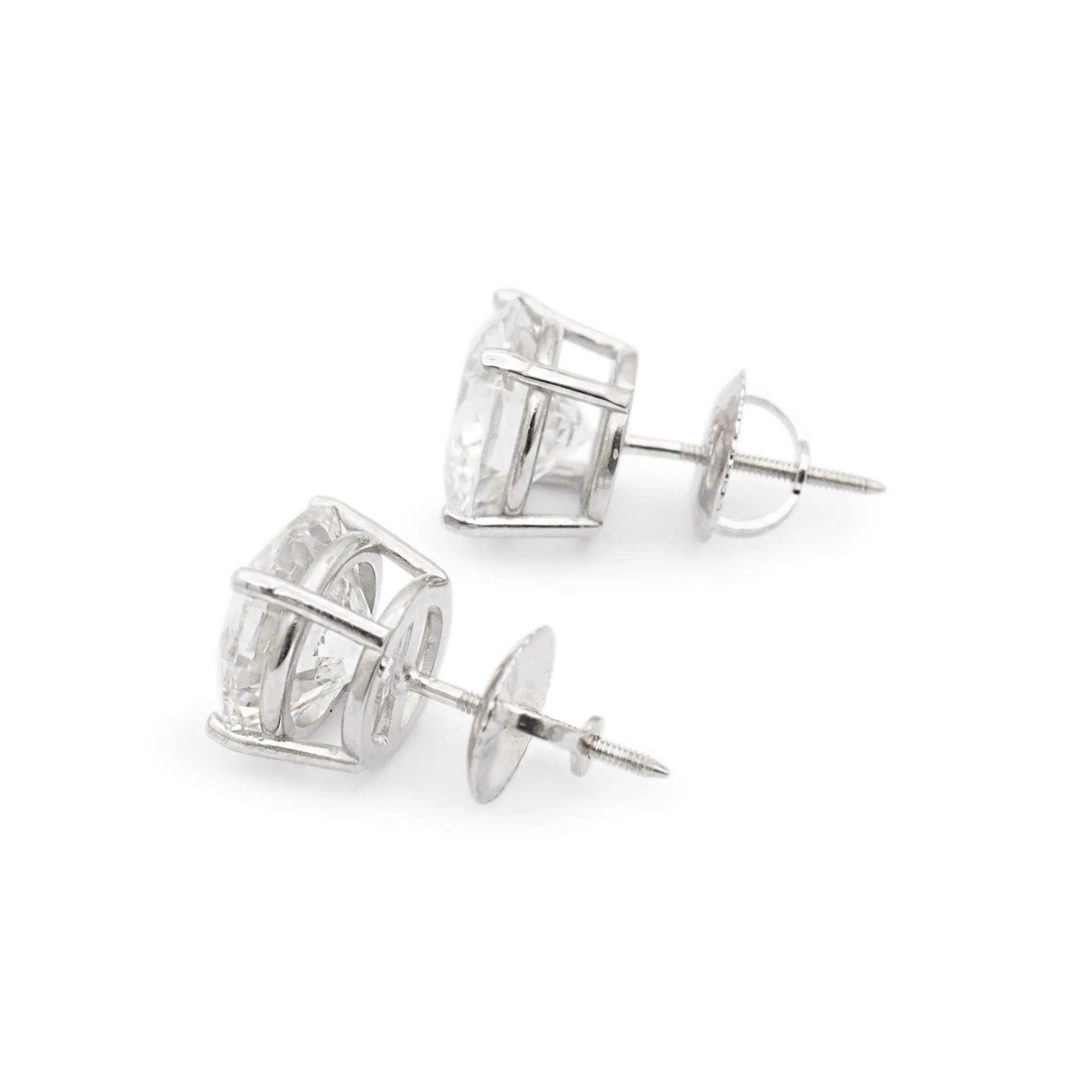 14K White Gold 4-Prong Screw Backs 4.20CT Lab Grown Diamond Stud Earrings