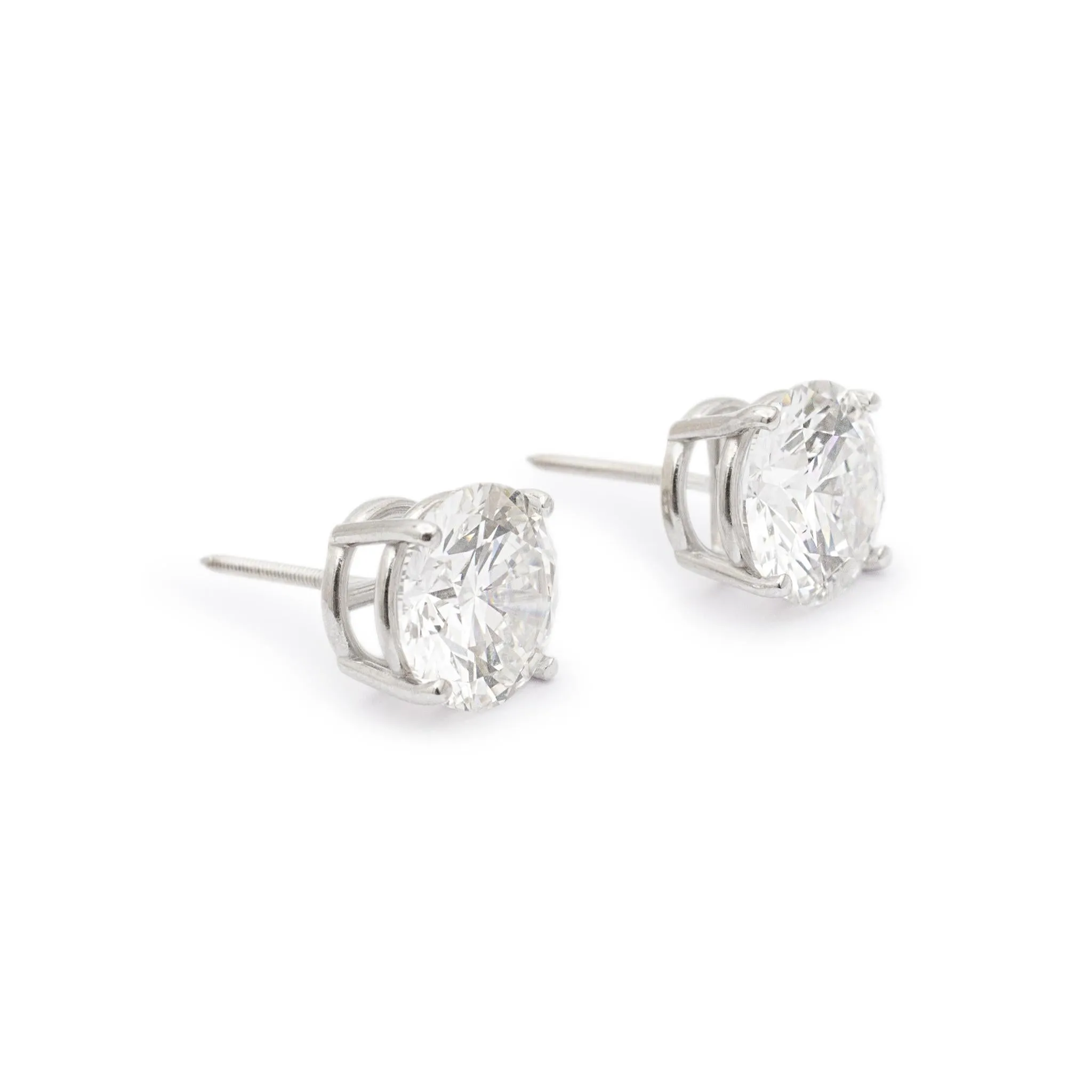 14K White Gold 4-Prong Screw Backs 4.20CT Lab Grown Diamond Stud Earrings