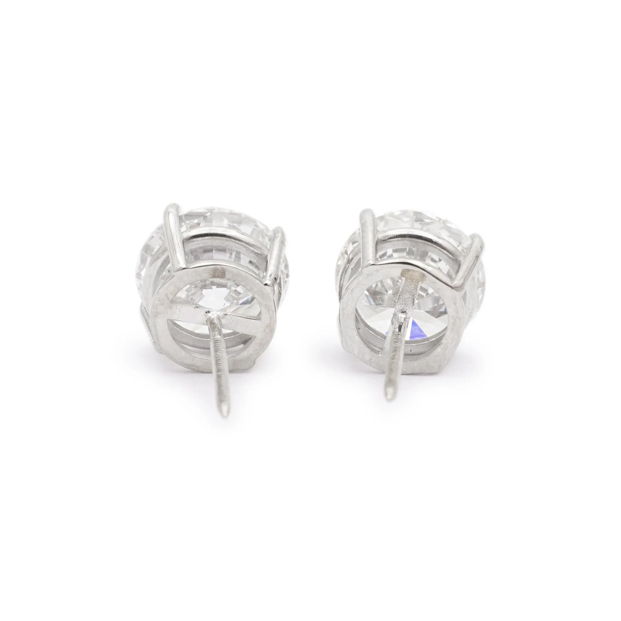 14K White Gold 4-Prong Screw Backs 4.20CT Lab Grown Diamond Stud Earrings