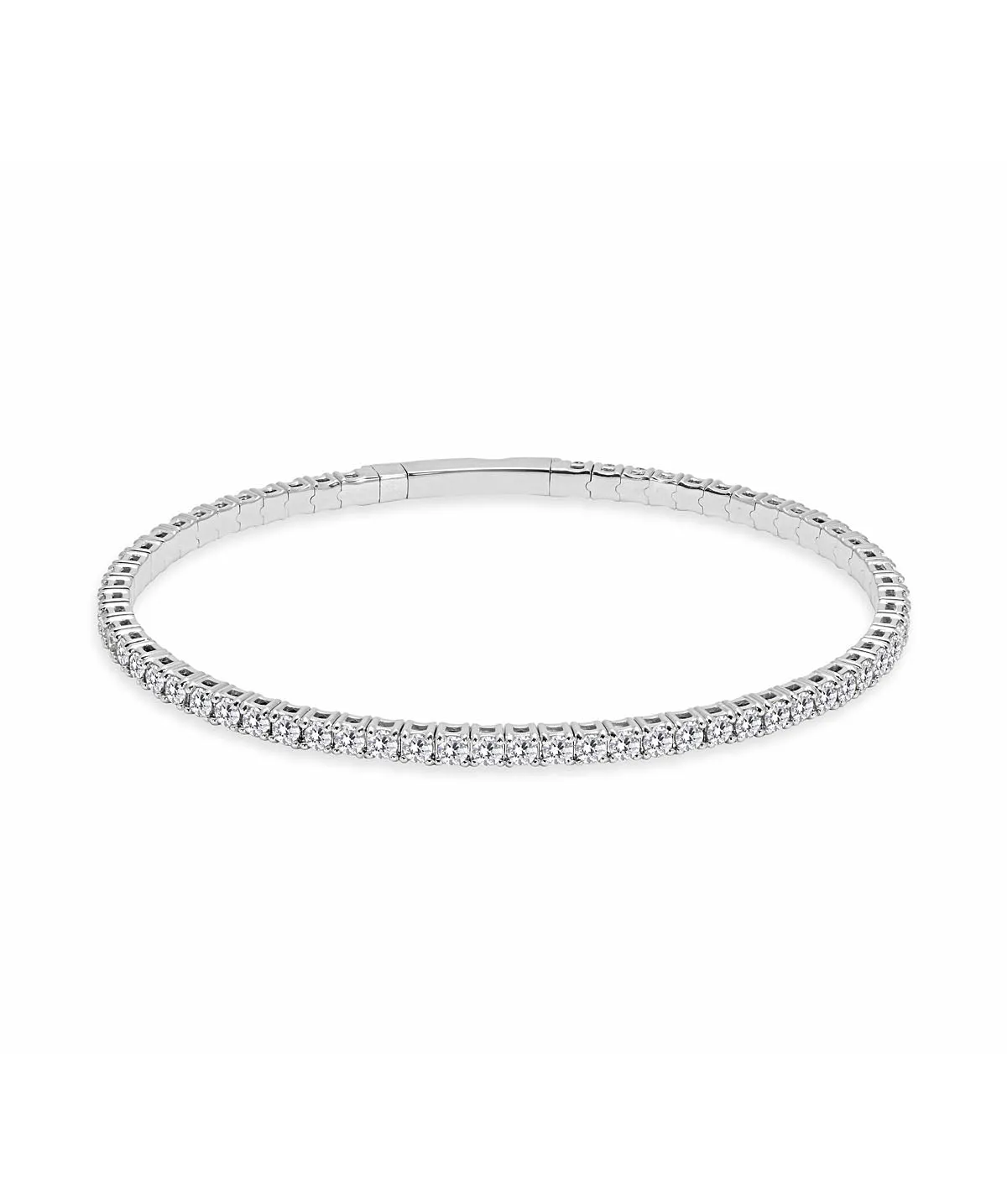 14K White  Gold Diamond Flexible Bangle Bracelet 3.47cttw