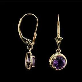 14K Yellow Gold Estate Amethyst Drop Earrings