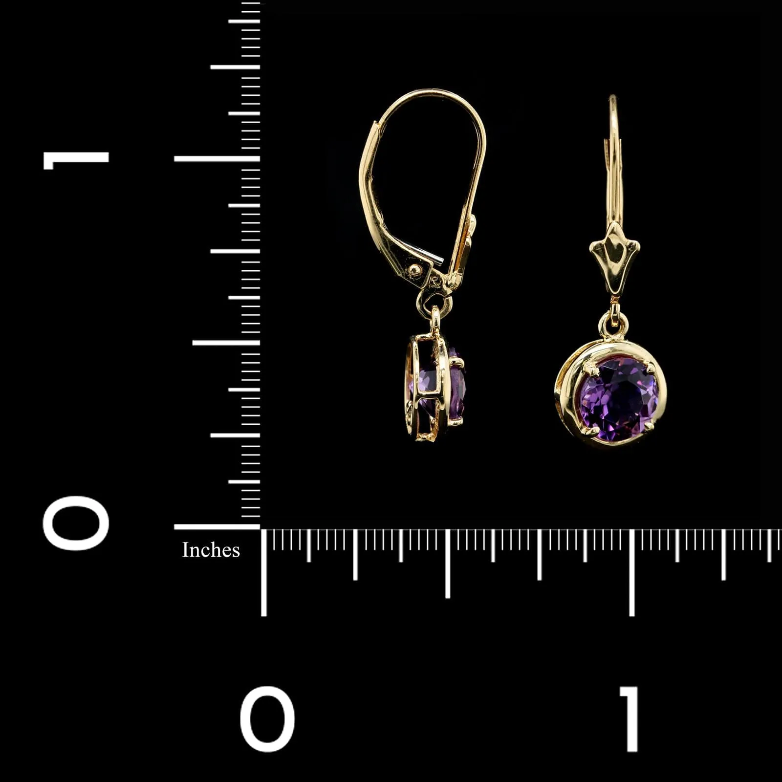 14K Yellow Gold Estate Amethyst Drop Earrings