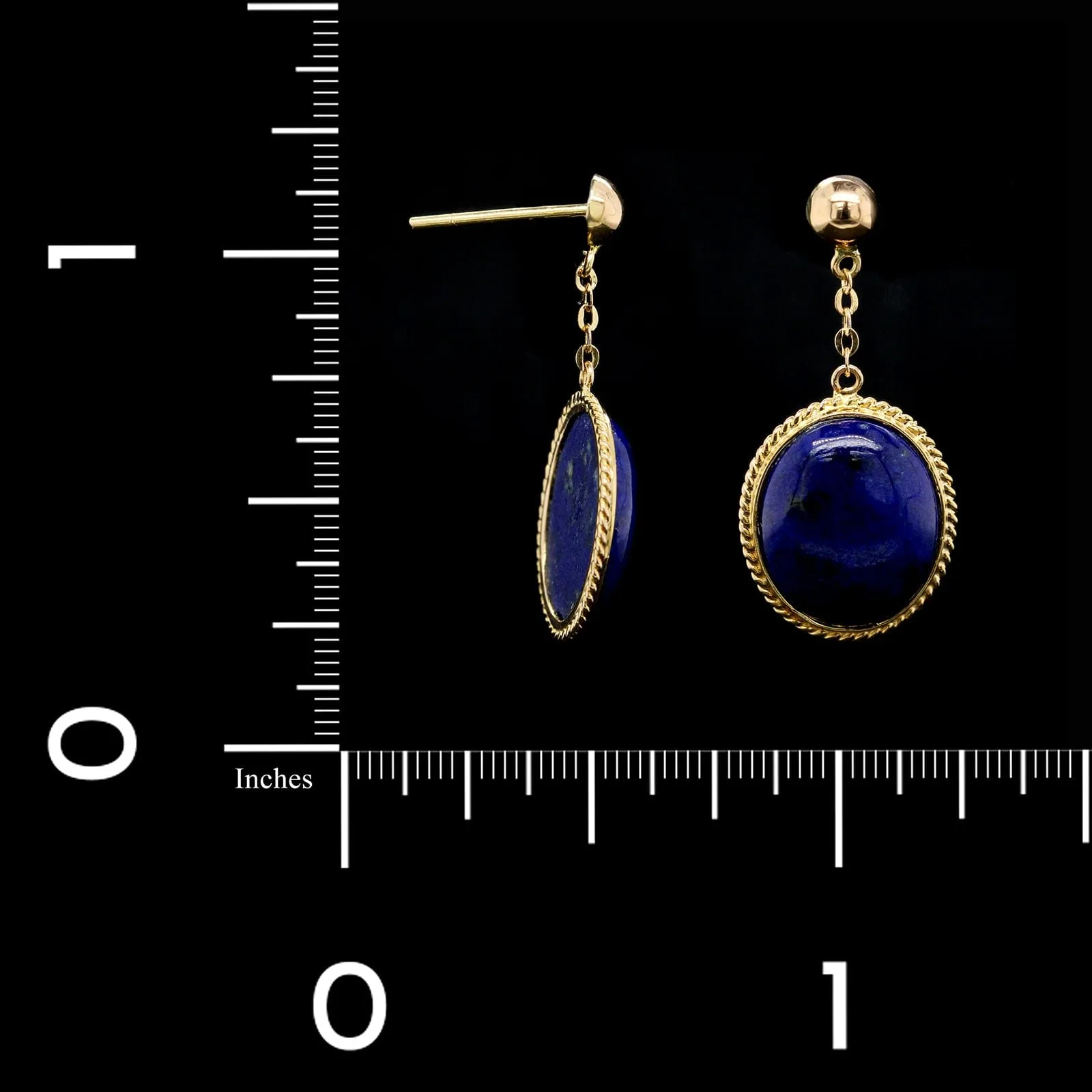 14K Yellow Gold Estate Lapis Drop Earrings