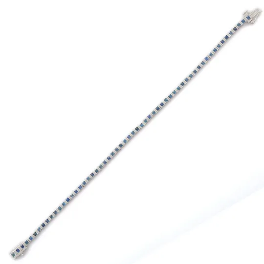 18K Gold Blue Sapphire Sleek Tennis Bracelet