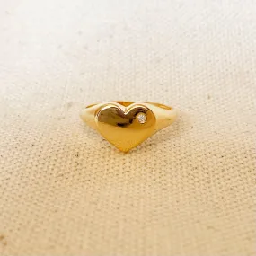 18k Gold Filled Heart Plate Top Ring