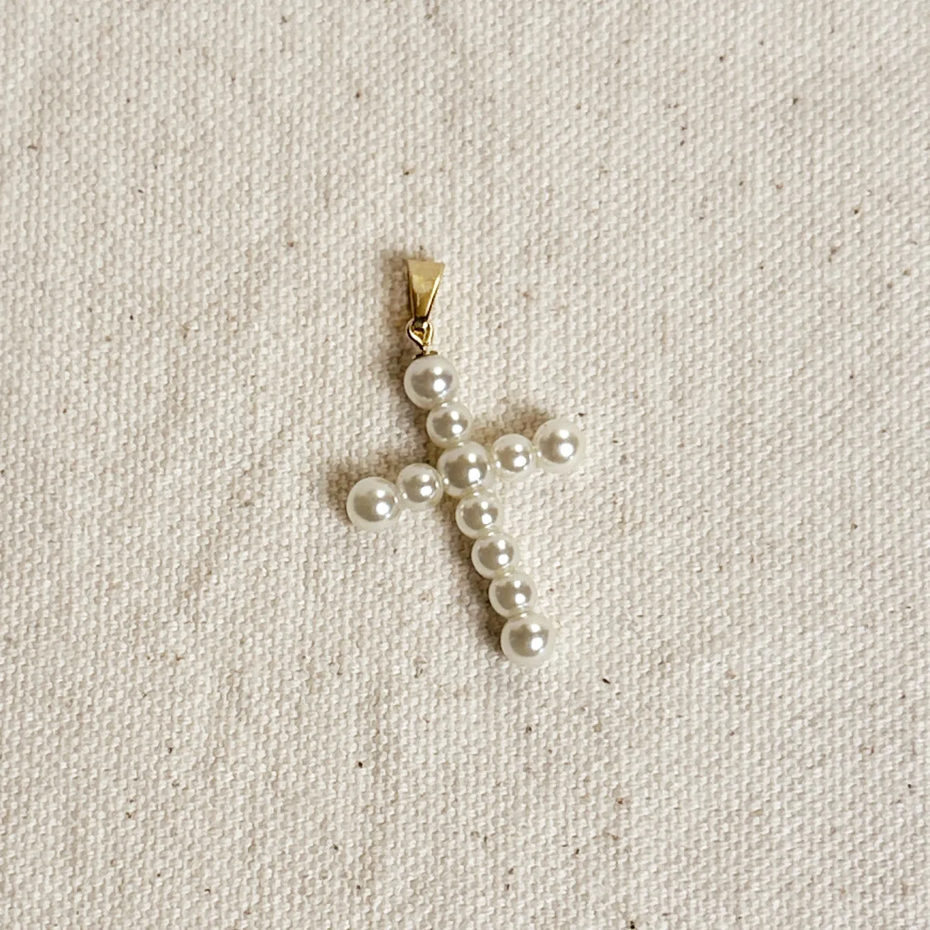 18k Gold Filled Pearl Cross Pendant