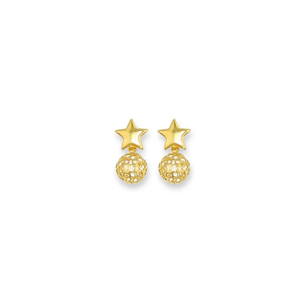 18k Gold Filled Star Hallowed Ball Earrings for Wholesale and Jewelry Supplies