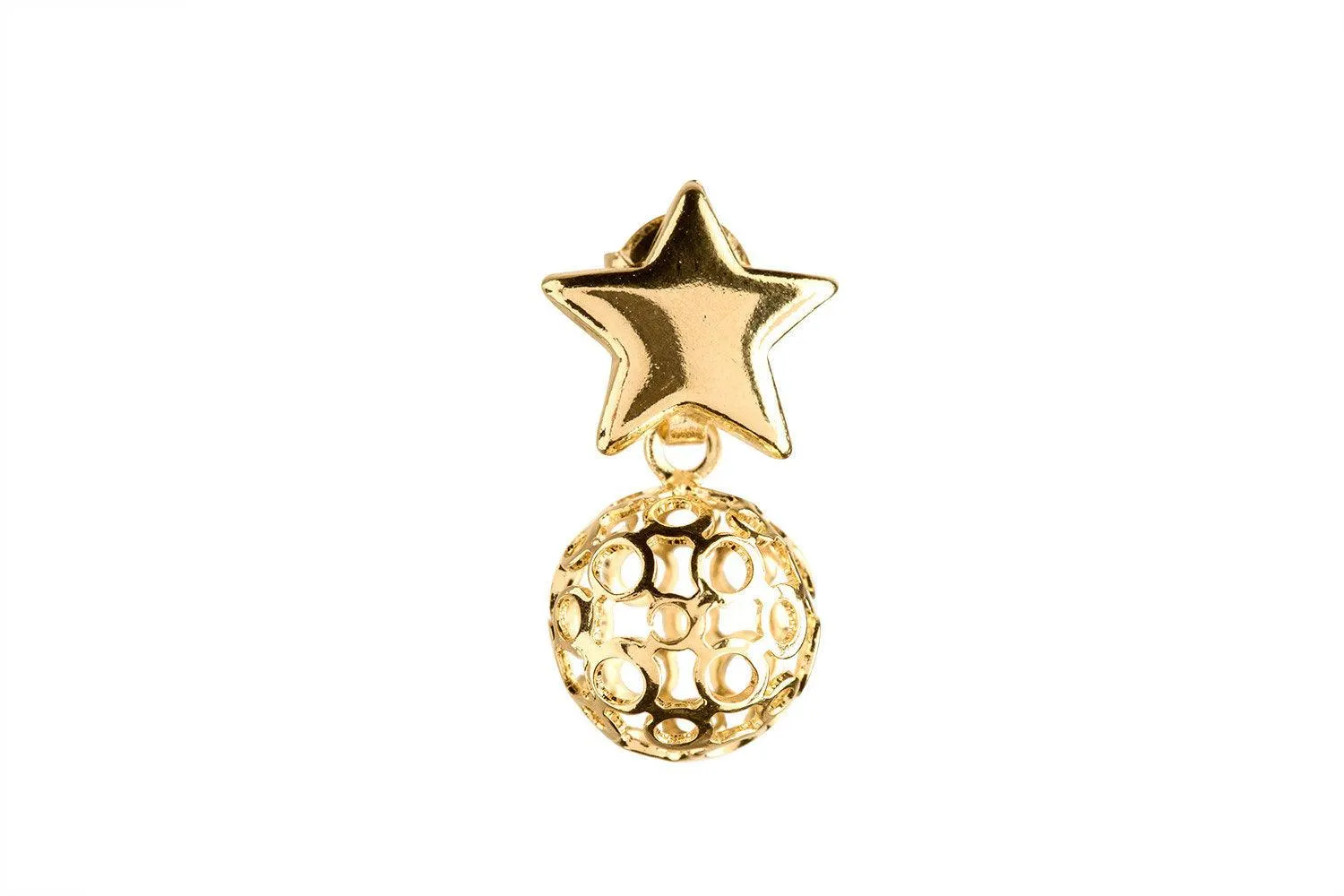 18k Gold Filled Star Hallowed Ball Earrings for Wholesale and Jewelry Supplies