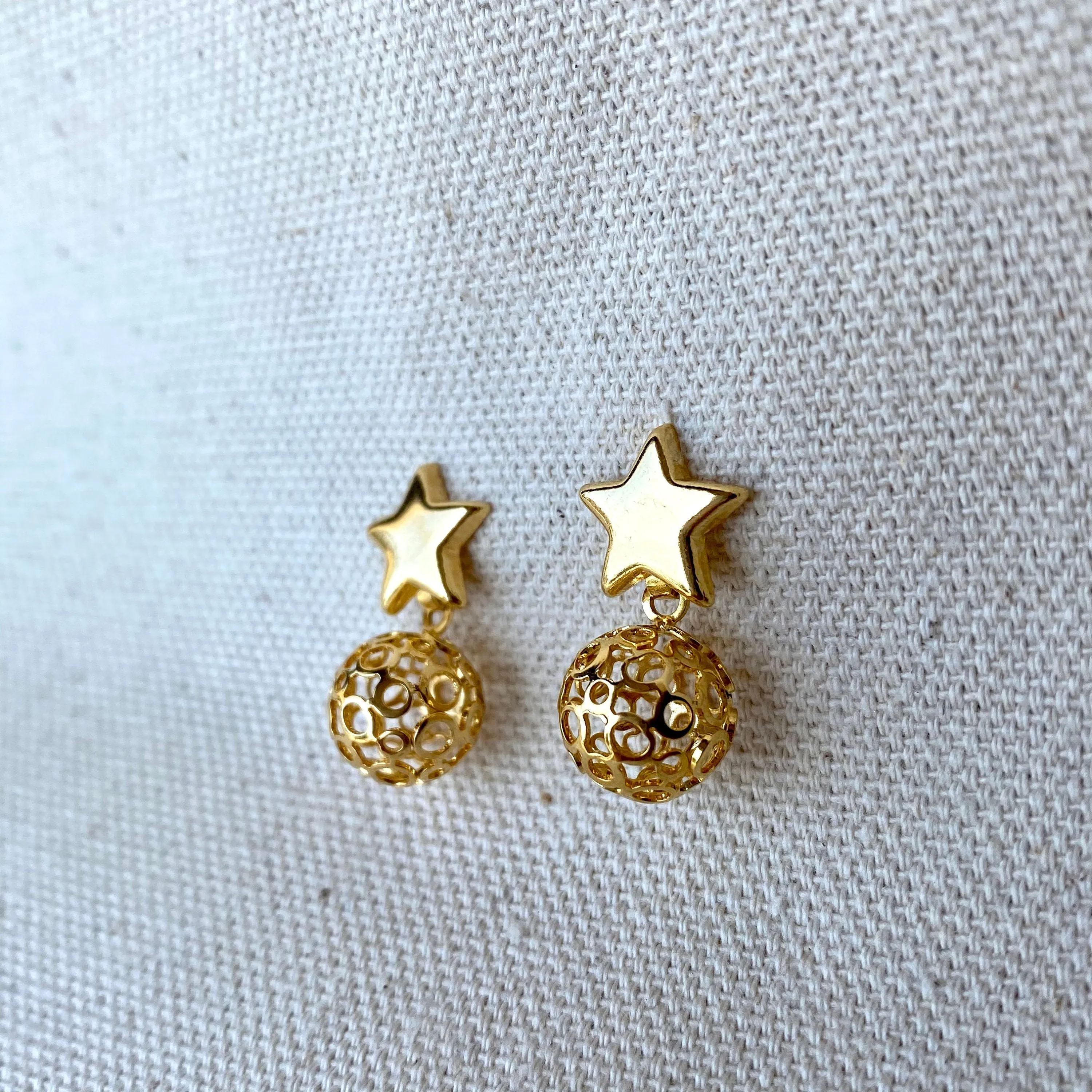 18k Gold Filled Star Hallowed Ball Earrings for Wholesale and Jewelry Supplies