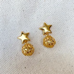 18k Gold Filled Star Hallowed Ball Earrings for Wholesale and Jewelry Supplies