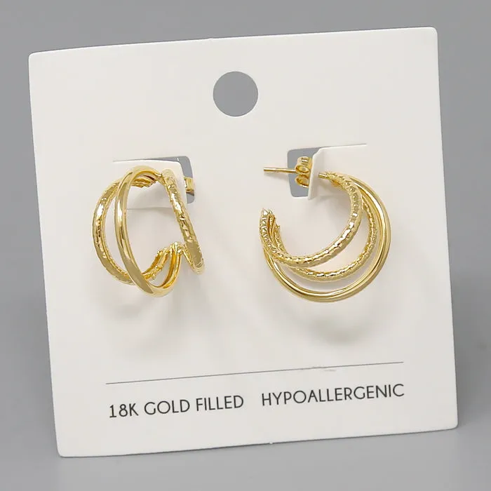 18K Gold Filled Triple Hoop Earrings