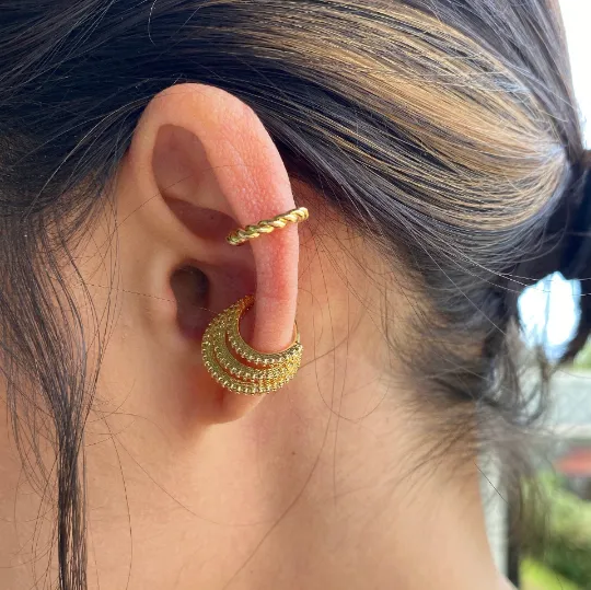 18k Gold Filled Twisted Shape Dainty Ear Cuff