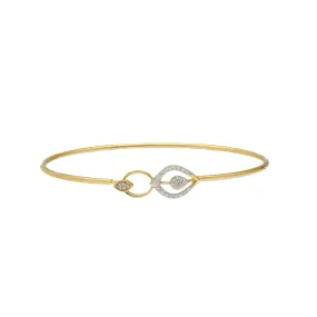 18K Yellow Gold & 0.12 Carat Diamond Bangle (3.4gm)