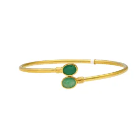 22K Yellow Gold & Emerald Bangle (8.4 gm)