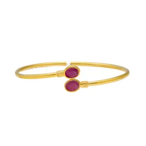 22K Yellow Gold, Emerald, & Ruby Bangle (8.6gm)