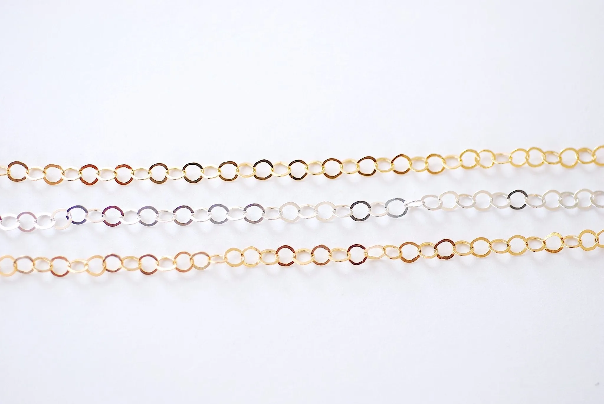 3.5mm Width Flat Round Cable Gold Filled Chain l Wholesale Jewelry Findings Components Chain l Permanent Jewelry Making