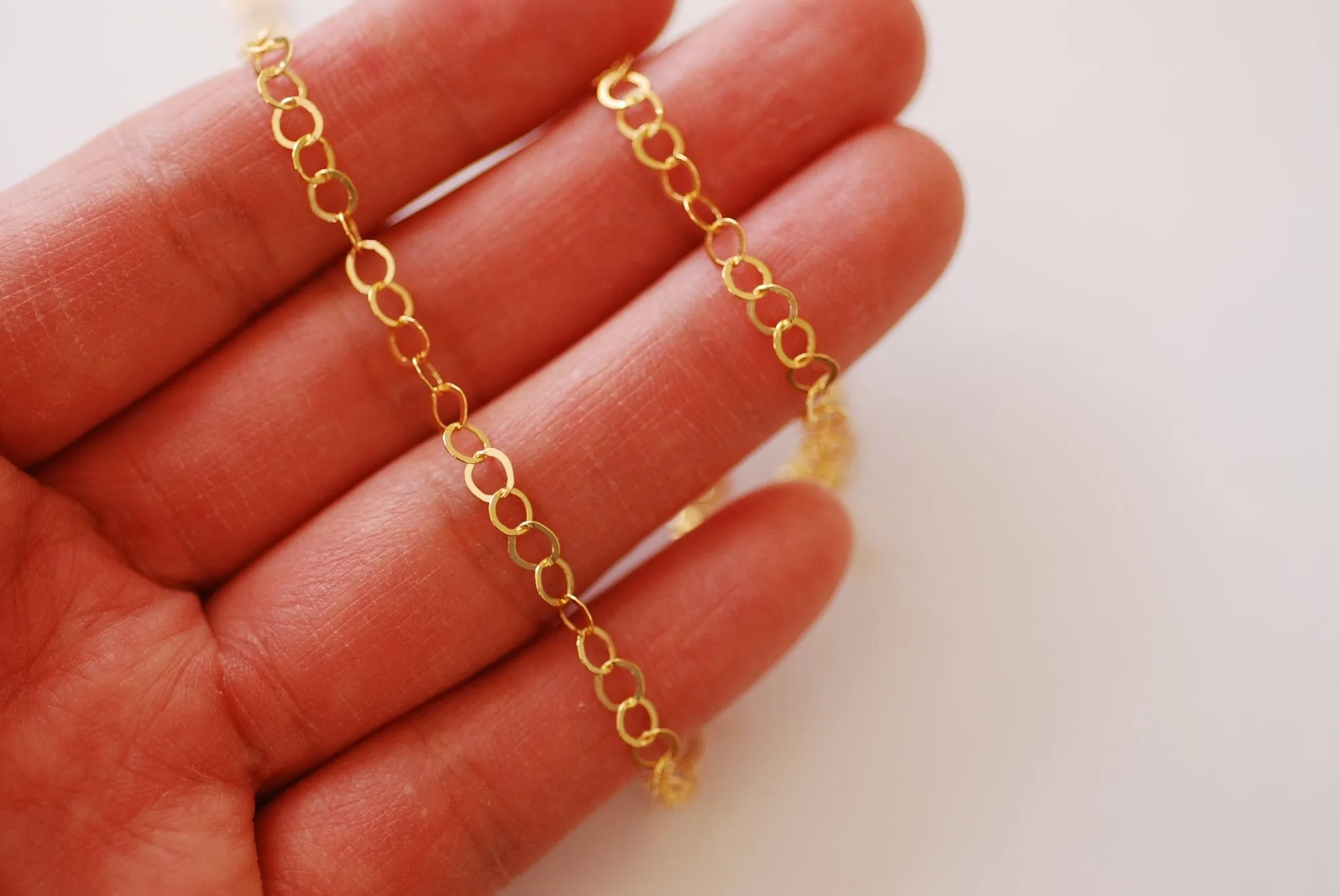 3.5mm Width Flat Round Cable Gold Filled Chain l Wholesale Jewelry Findings Components Chain l Permanent Jewelry Making