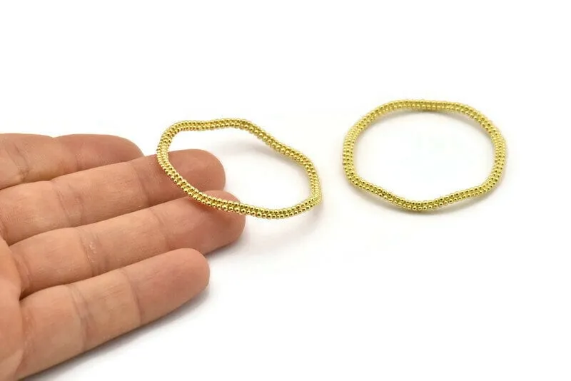 45mm Circle Connectors, 2 Raw Brass Circle Connectors (45x2x2mm) N1737