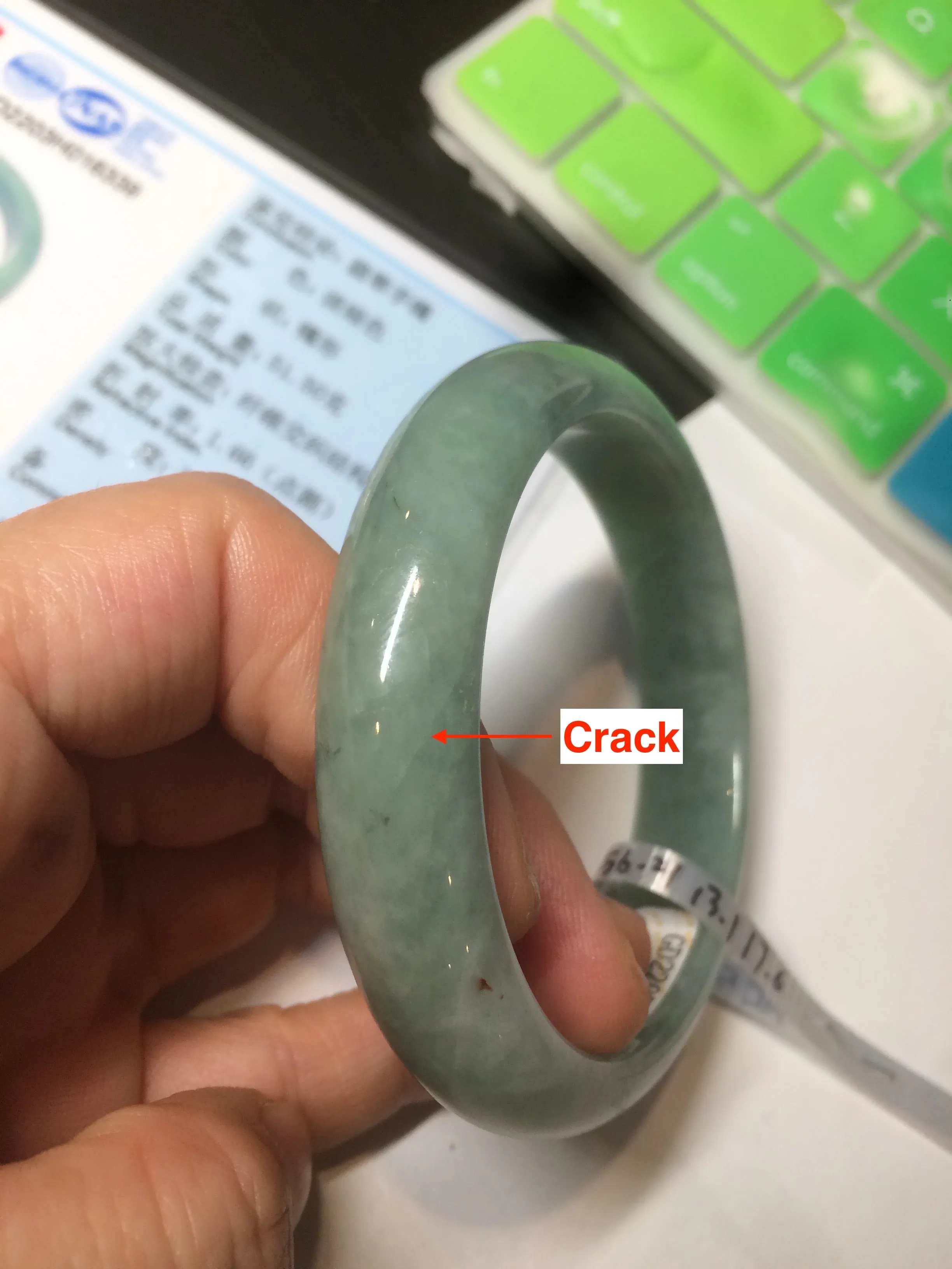 56.2 mm certificated Type A 100% Natural green/orange Jadeite Jade bangle AC54-6339