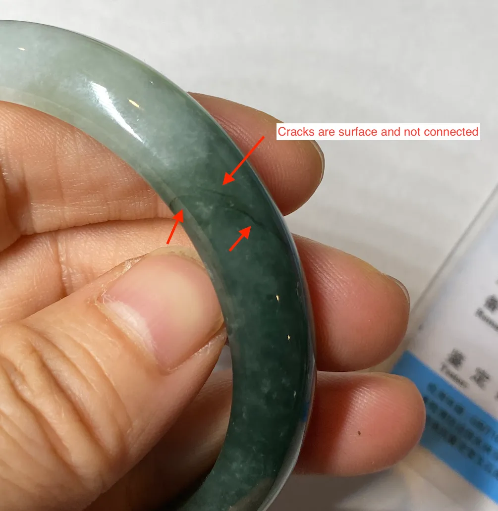 57mm certified type A 100% Natural watery dark green/black/white Jadeite jade bangle M94-0390