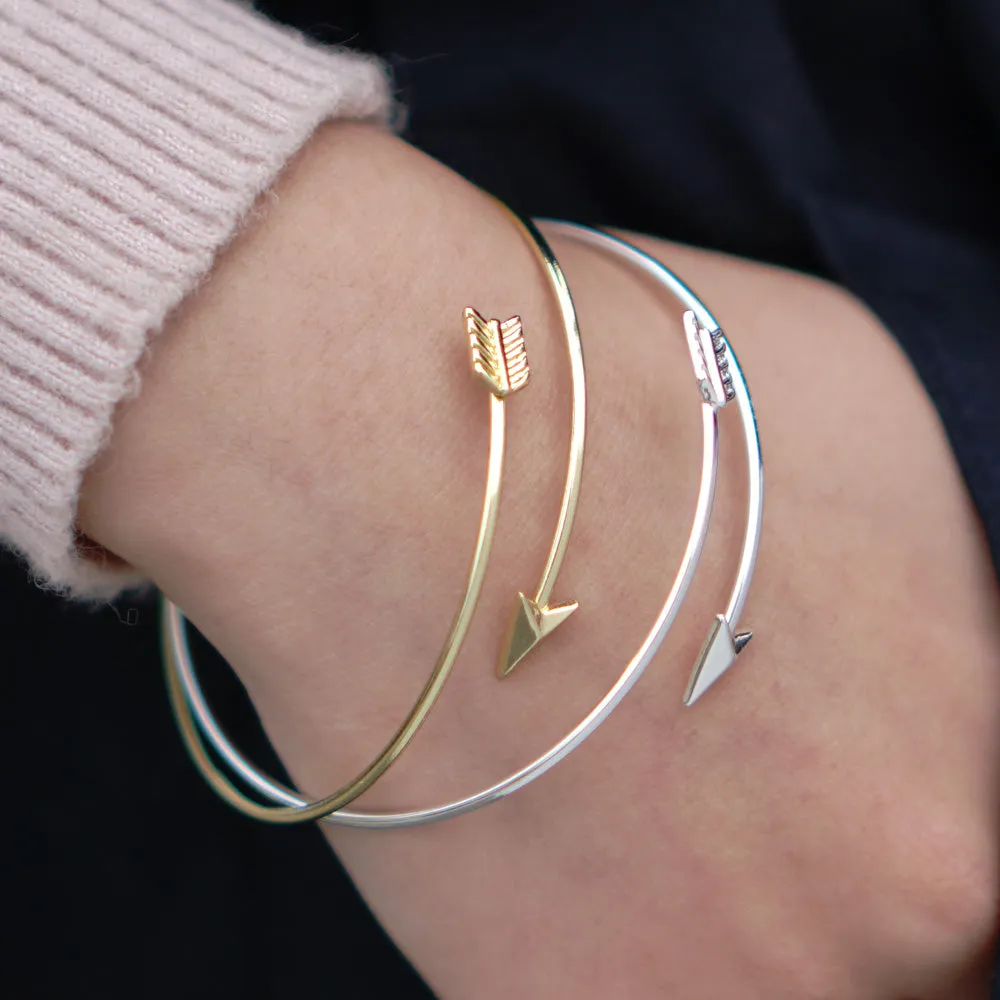 60mm Brass Arrow Cuff Bracelet adjustable Delicate arrow bangle bracelet Arrow Jewelry simple jewelry plated silver 1pcs