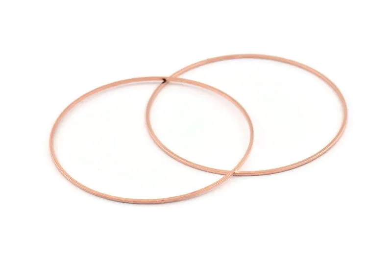 60mm Circle Connector, 12 Rose Gold Tone Brass Circle Connectors (60x1x1mm) D1615