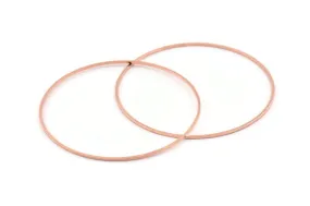 60mm Circle Connector, 12 Rose Gold Tone Brass Circle Connectors (60x1x1mm) D1615