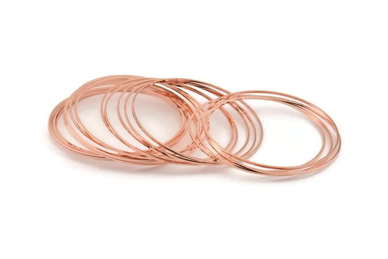 60mm Circle Connector, 12 Rose Gold Tone Brass Circle Connectors (60x1x1mm) D1615